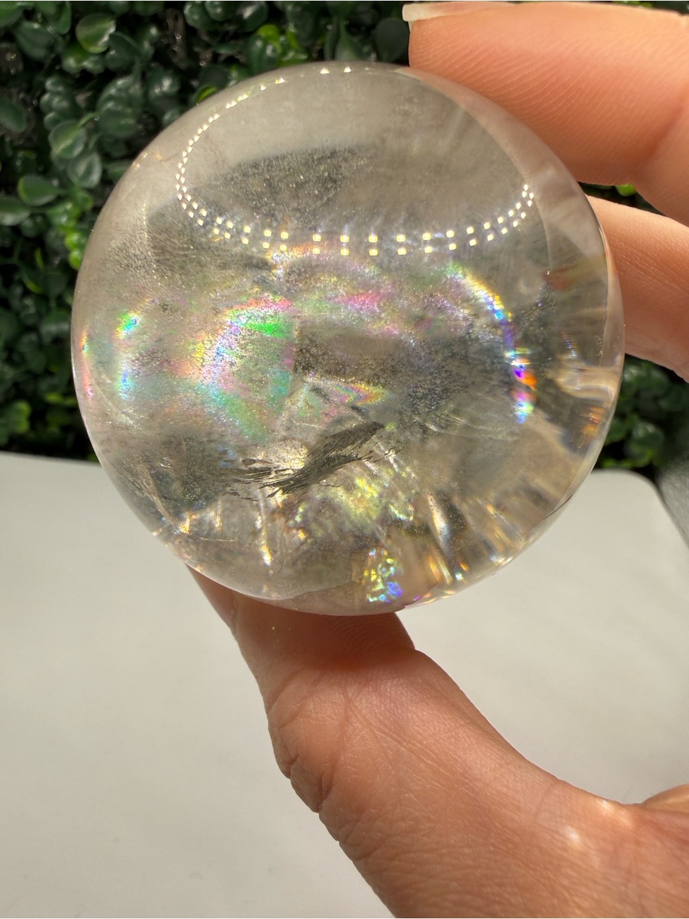 Incredible Clear Quartz Sphere w/ Huge Rainbow 55mm - Picture 11 of 11